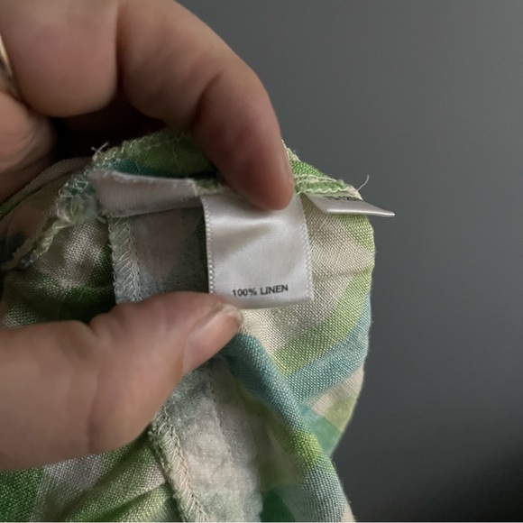 LOFT Spring Plaid 100% Linen Skirt in green and blue Sz 12 petite - Picture 5 of 7